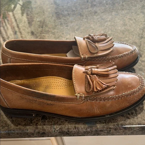Cole Haan Brown Leather Tassel Slip-Ons - Picture 6 of 12